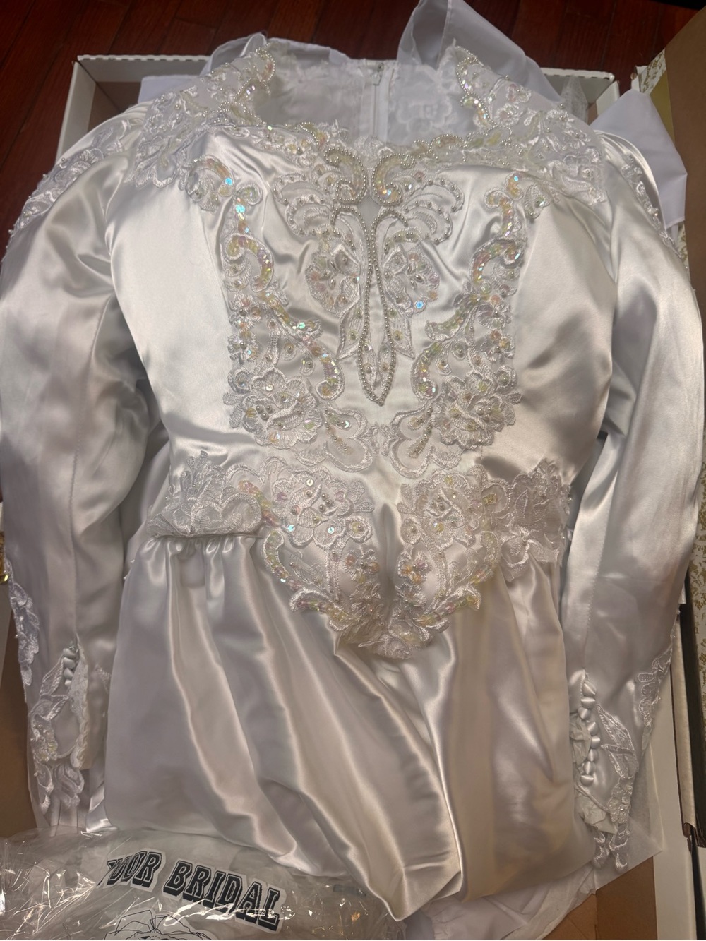 Victorian Wedding Dress with Lace Appliqué